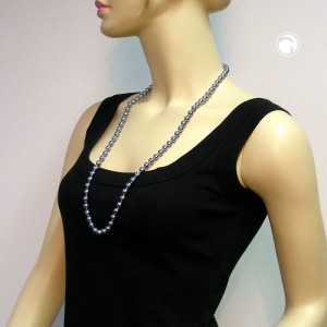 Collier Halskette Glasperle geknotet anthrazit 78cm