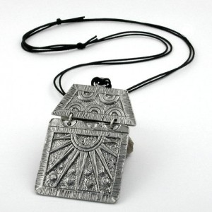 Halskette Anhänger Zinn große Platte 110cm