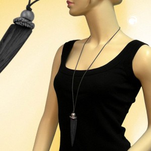 Halskette gr.Dreieck sw-grau-marm-mt 100cm