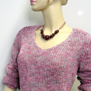 Collier Halskette bordeaux-rot-chrom 45cm