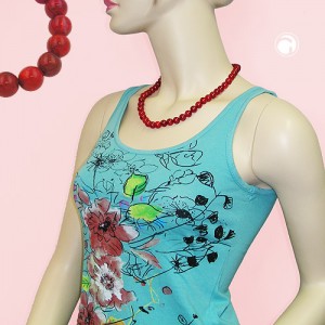 Collier Halskette Perle 10mm himbeer-rot 50cm