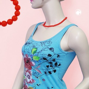 Collier Halskette Perle 8mm orange-rot 42cm