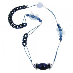 Collier Halskette blau-marmor PanzerCollier Halskette blau 90cm