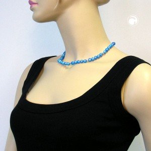 Collier Halskette Perle azurblau-seide 42cm