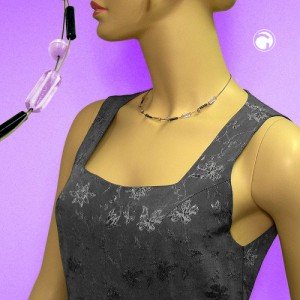 Collier Halskette Glas flieder-blutstein 42cm