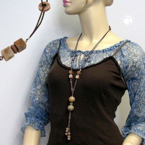 Halskette hellbraun-marmoriert 95cm