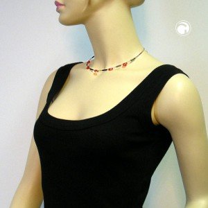 Collier Halskette Glas rot-AB blutstein 42cm