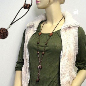 Halskette Muschelperle kupferfarbig 95cm