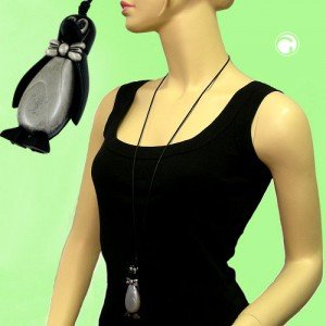 Halskette Pinguin schwarz-silbergrau 90cm