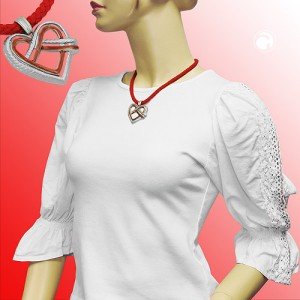 Halskette Landhaus Herz rot-silbergrau 45cm