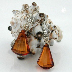 Ohrhaken Flachkegel facettiert braun