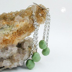 Ohrhaken ErbsKette mit Perle grün