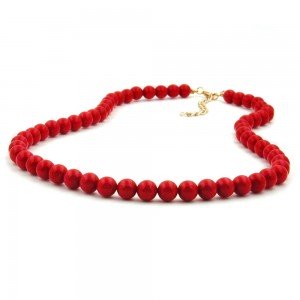 Collier Halskette Perle 8mm rot-glänzend 45cm