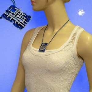 Collier Halskette Gitter kobaltblau Email 50cm