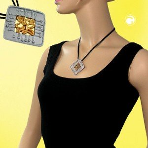 Collier Halskette Platte bicolor 45cm