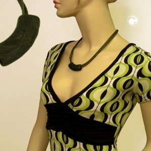 Collier Halskette Rohr flach-gebogen grün-metalic 45cm