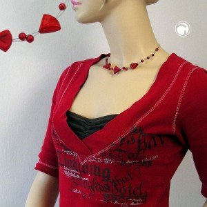 Halskette 3x Dreieckperle rot 42cm