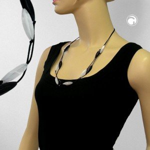 Halskette Rillenolive schwarz-weiß 60cm