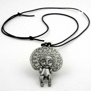 Halskette Anhänger Zinn Gott der Inka 100cm