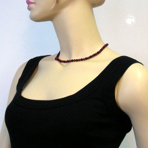 Collier Halskette weinrot-schwarz-matt 42cm