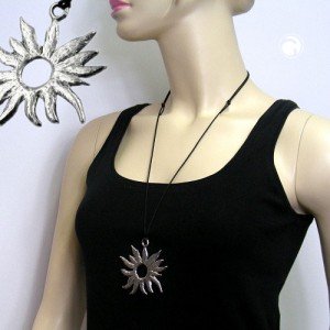 Halskette Anhänger Zinn Sonne 110cm