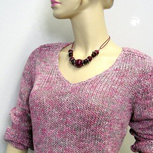 Collier Halskette bordeaux-rot-chrom 45cm