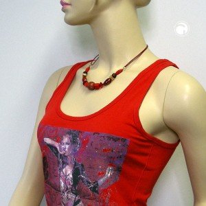 Halskette Gravurperle rot-gold 45cm