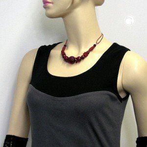 Halskette Wabenperle bordeaux-dunkelrot 45cm