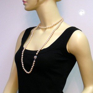 Collier Halskette geknotet aprikot 120cm