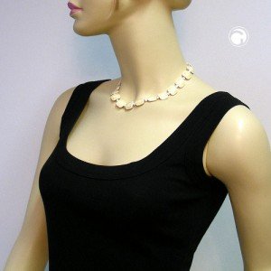 Collier Halskette Viereckperle beige-natur 42cm