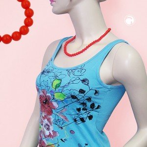 Collier Halskette Perle 8mm orange-rot 50cm