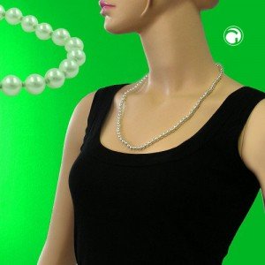 Collier Halskette 60 Glasperlen mint geknotet 60cm
