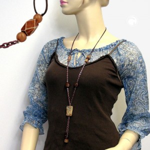 Halskette Viereck gewellt braun-kupfer 95cm