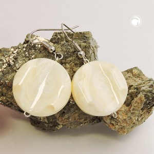 Ohrhaken Scheibe graviert creme-beige