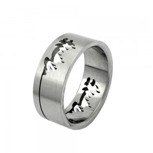 Ring Edelstahl Muster durchbrochen Größe 70