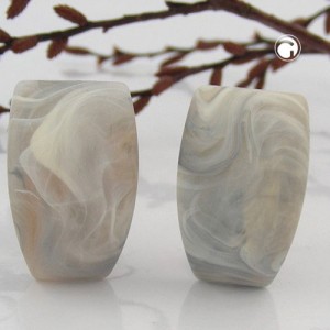 Ohrring Trapez grau-beige-marmor-matt