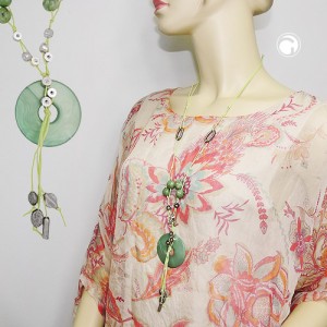 Halskette Scheibe seide-grün 90cm