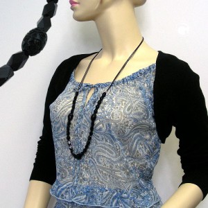 Halskette Schliffperle Olive schwarz 90cm