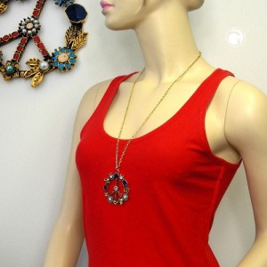 Halskette Peace-Zeichen multicolor 70cm