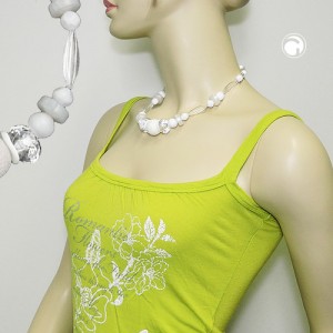 Halskette Wabenperle weiß transparent 45cm