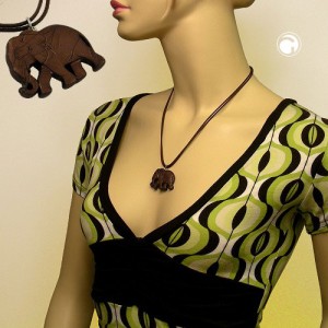 Collier Halskette Elefant dunkelbraun 50cm