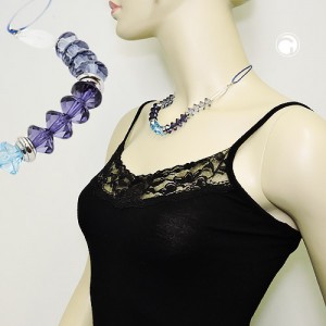 Halskette Facettenperle blau Kordel blau 45cm