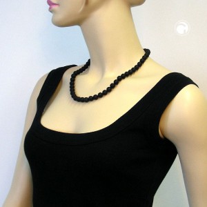 Collier Halskette Perle 10mm schwarz-glanz 50cm