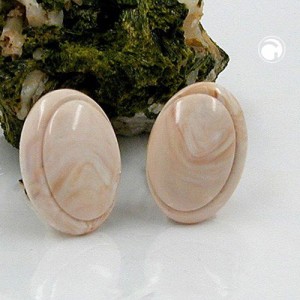 Ohrring 25x18mm oval beige-marmoriert