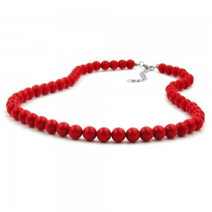 Collier Halskette Perle 8mm rot-glänzend 80cm