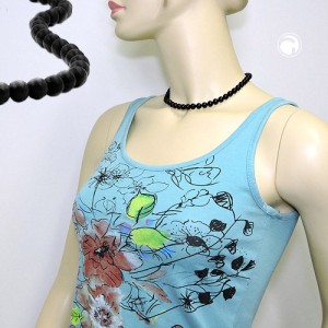 Collier Halskette Perlen 8mm schwarz-glänzend 40cm