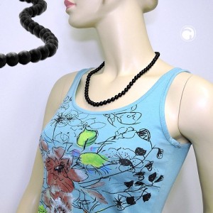 Collier Halskette Perlen 8mm schwarz-glänzend 55cm