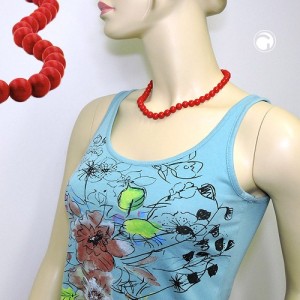 Collier Halskette Perlen 10mm rot-glänzend 45cm