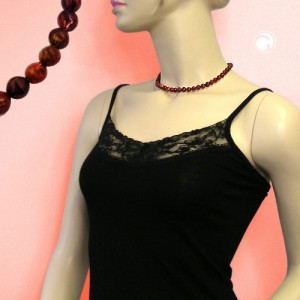 Halskette Vierkantperle rot-marmoriert 40cm