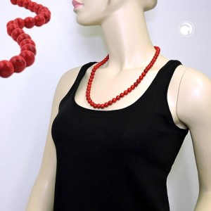 Collier Halskette Perlen 10mm rot-schwarz-glänzend 60cm